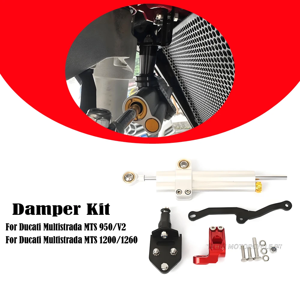 

Motorcycle Steering Damper Bracket Stabilizer Support For Ducati Multistrada MTS 950 1200 1260 Speed Wobble Safety Accessories