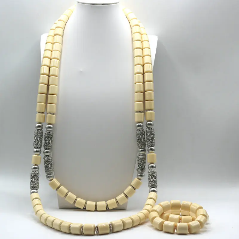 Fashion Nigerian Wedding African Artificial Coral Jewelry set Crystal Necklace Bracelet Earrings Jewelry Set