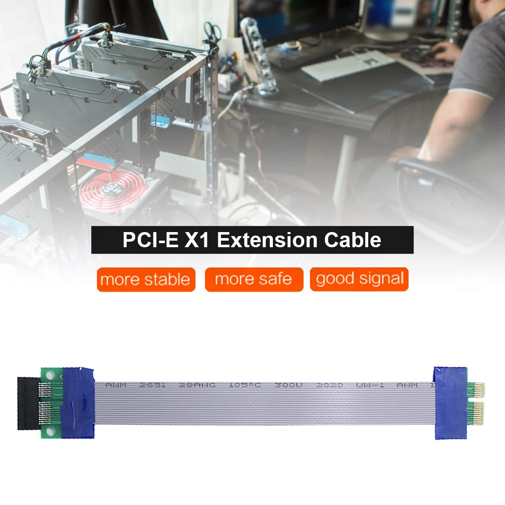 

PCI Express 1X to PCIe 1X Flexible Extension Cable Replacement for Sound Card/Graphic Card Accessories