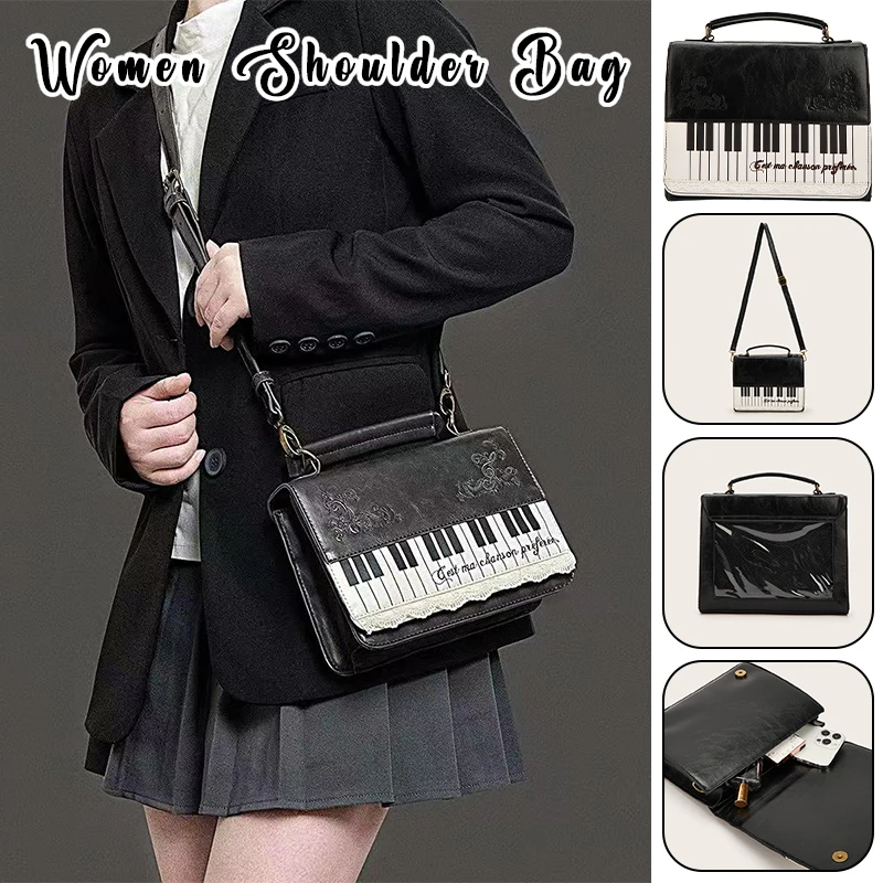 

Women's Polka Dot Piano Bag Cute Shoulder Tote Sweet Underarm Square Handbag Fashion Niche Backpack Outdoor Carrying