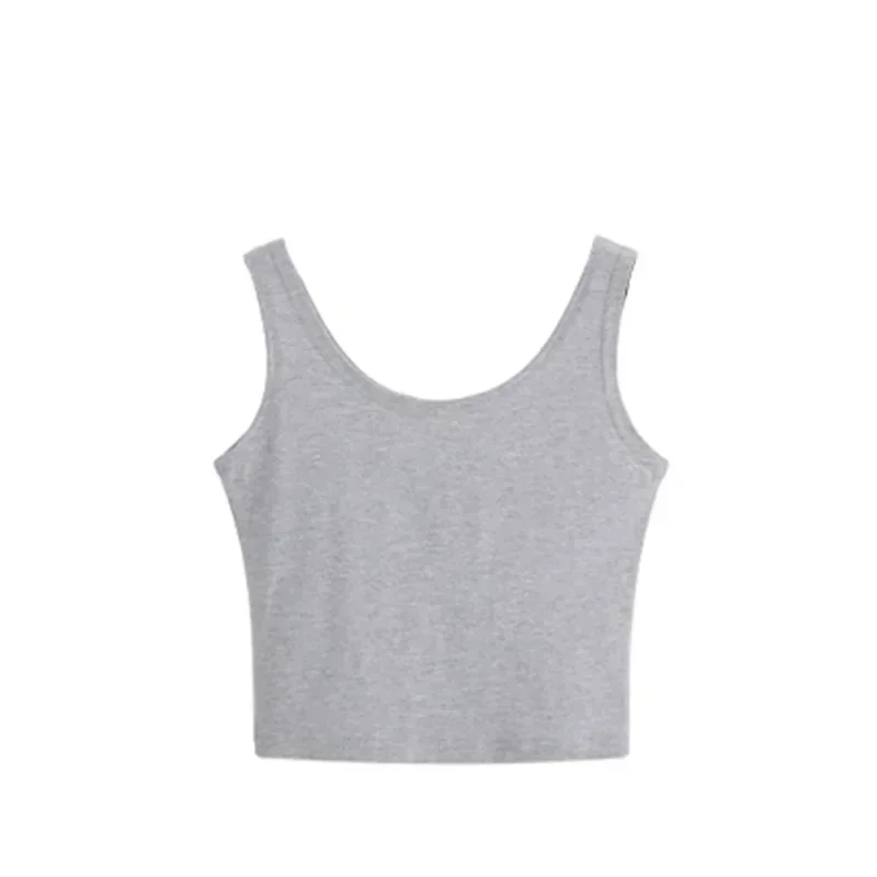 

Fashion Women Candy Colour Tanks Tops Short 100% Cotton Casual Camisole Tube Top Female Sleeveless Cropped Vest 2XL