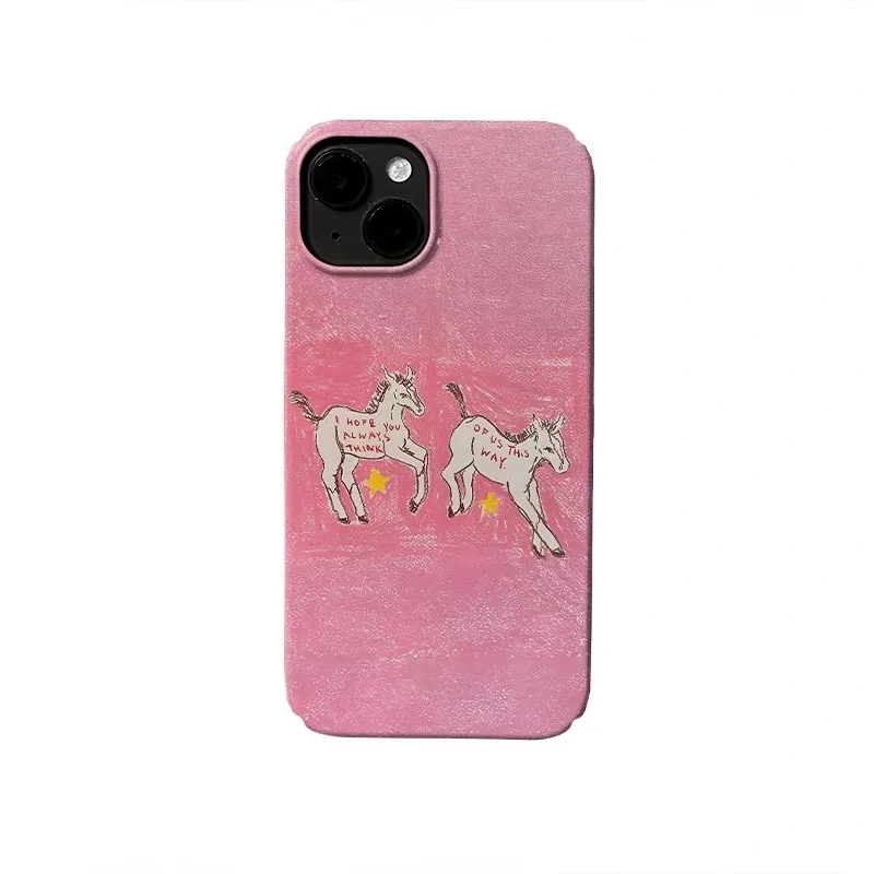 

Pink Running Horse Cartoon Phone Case for IPHONE 17 Air 16E 15 PROMAX 14 Plus 13 12 MINI 11 PRO 16Plus XR Acrylic Phone Cover