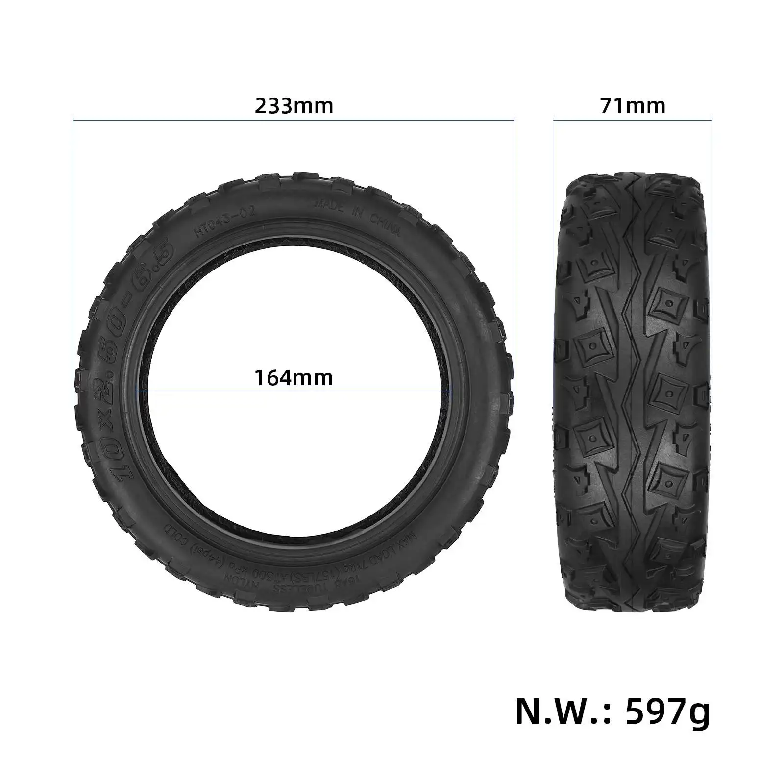 10 Inch 60/70-6.5 Tubeless Tyre For Ninebot Max G30 Electric Scooter 10x2.50-6.5 Rubber Tire Off-road Tyre Replace Scooter Part