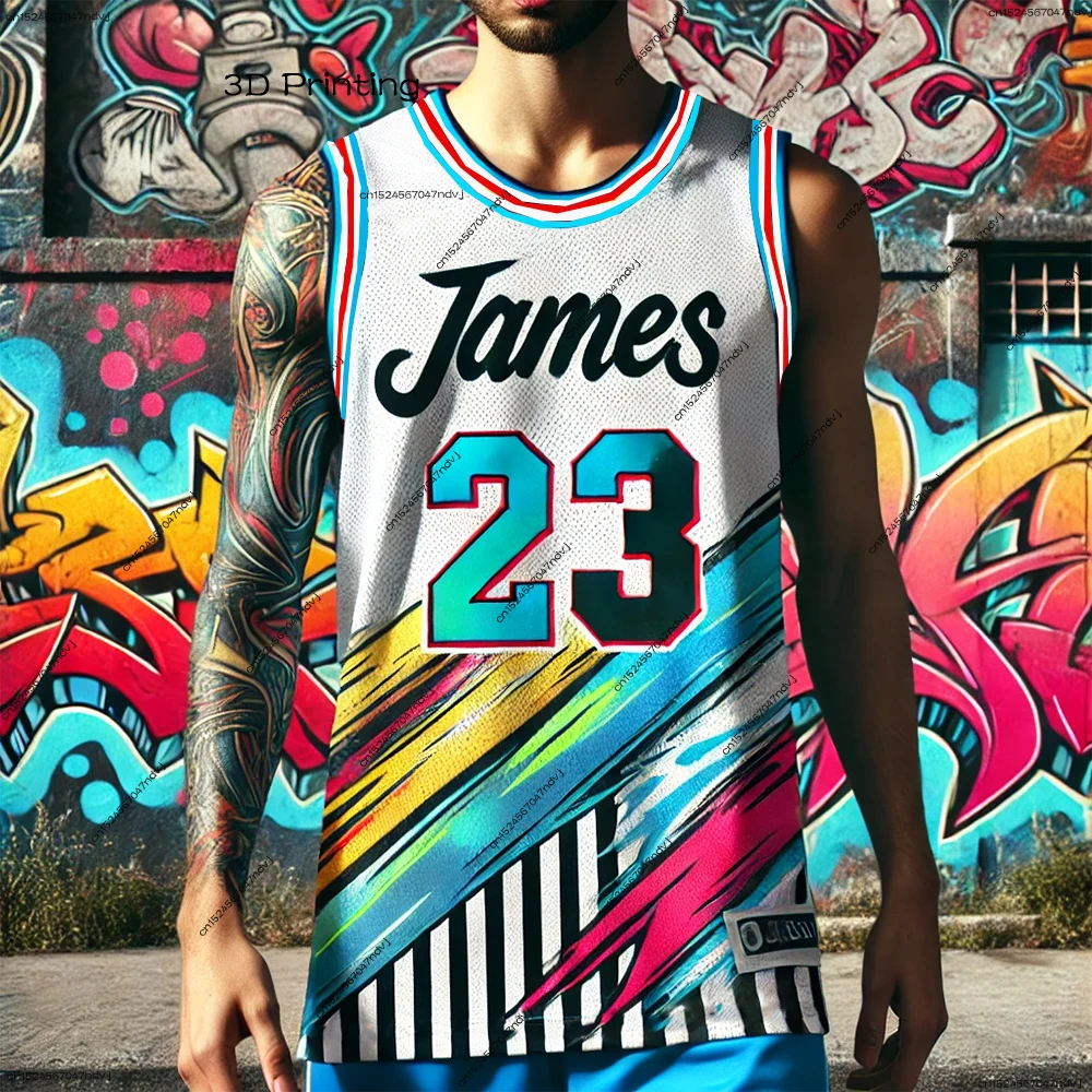 2025 GPT Productions Trendy Vest JAMES No.23 Basketball Jersey Children's and Adult Sports Casual Graffiti Style Basketball Vest