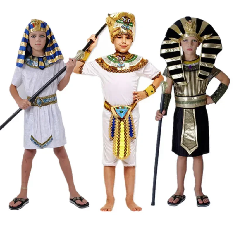 Kids Children Egypt Princess Egyptian Pharaoh Costume Cosplay Boys Girls Masquerad Costumes Cleopatra Carnival