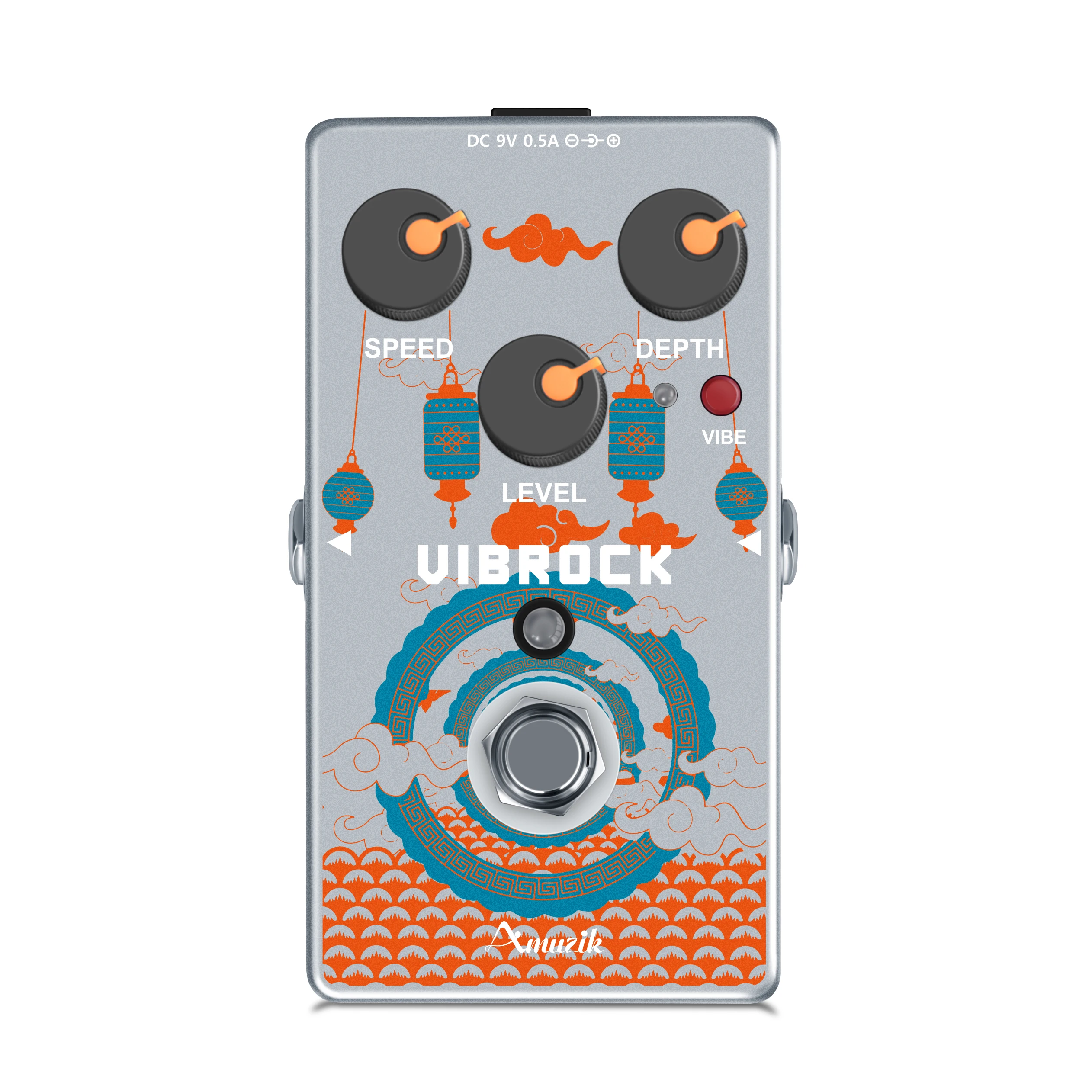 

Amuzik RE-02 Vibrock Chorus&Tremolo Guitar Multi-Effect Pedal True Bypass Working On Both DC 9V Adaper& Battery For Outdoor Play