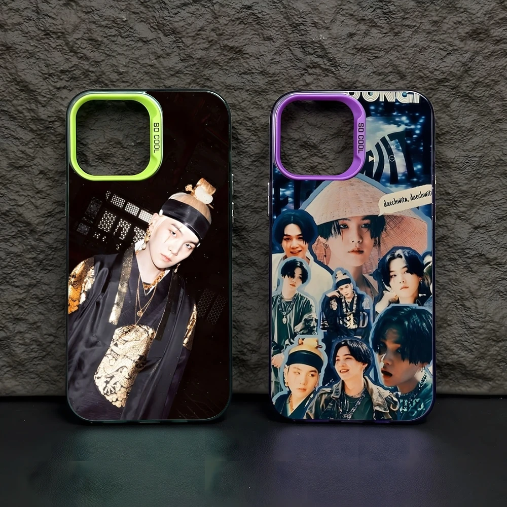 Agust D Suga King Cute Phone Case Colored Silver Trendy Phone Case For IPhone16 15 14 13 12 Pro Max 11 2024 Fashion Couple