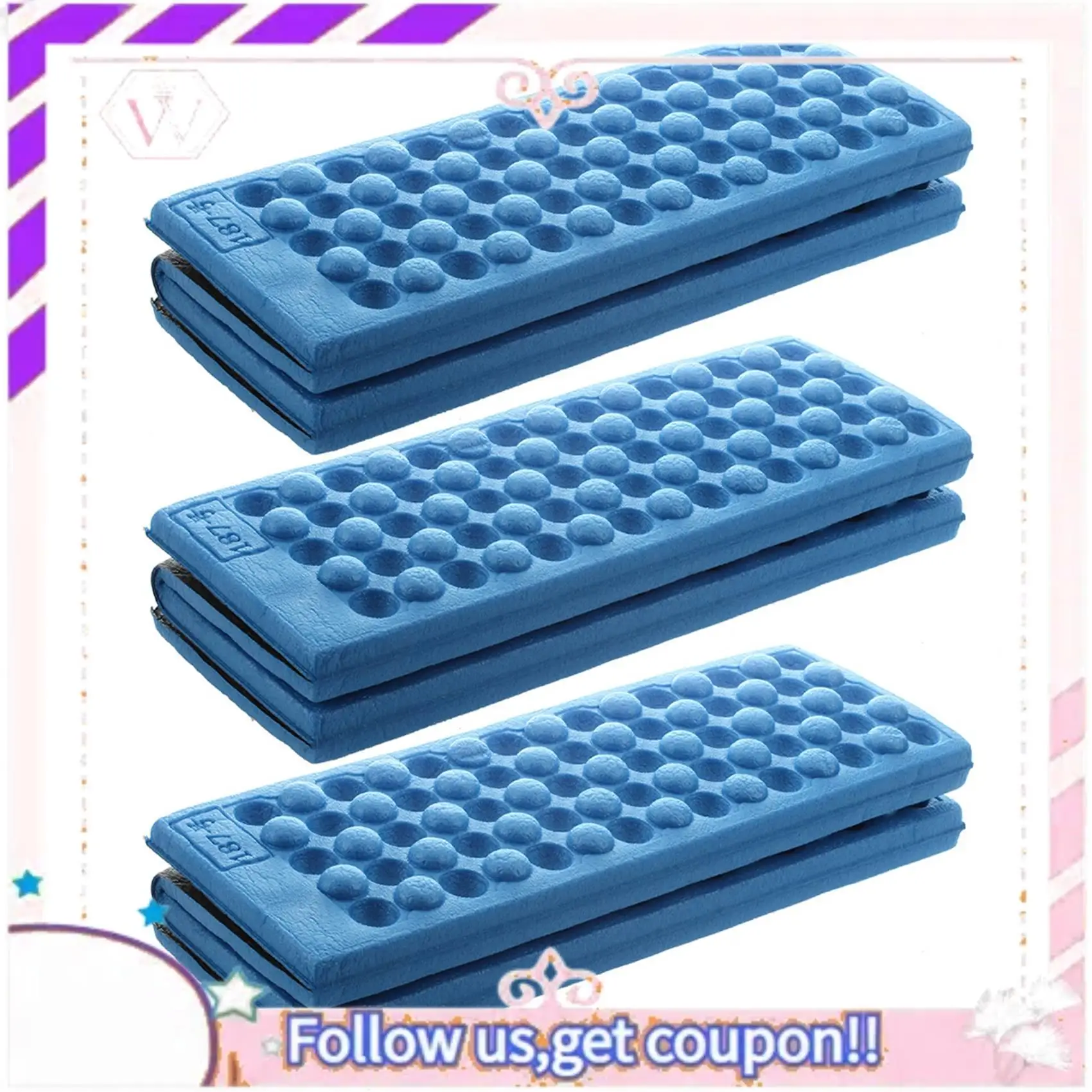 Y74A-3X Personalized Folding Foam Waterproof Seat Pad Chair Cushion (Blue)