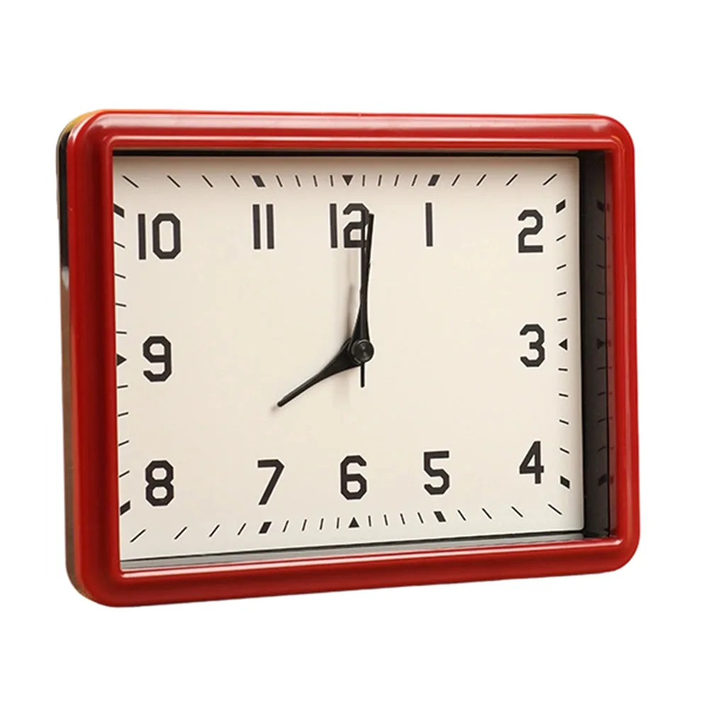 Silent Quartz Alarm Clock for Childrens Space with Rectangular Frame Clear Number Visibility and Compact Footprint