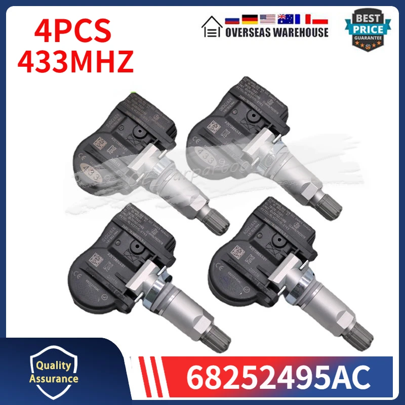 68252495AC 68252495AA 68252495AB TPMS 433Mhz Car Tire Pressure Monitoring Sensor 4Pcs For 2018 DODGE DURANGO JEEP GRAND CHEROKEE