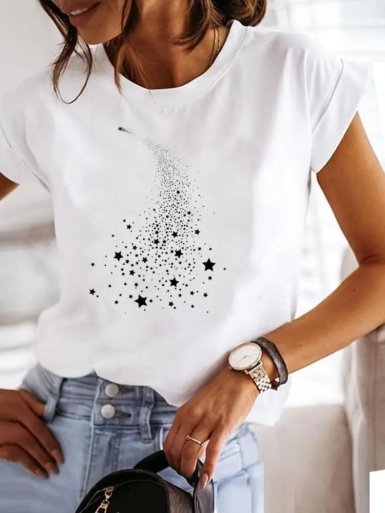 Star Lovely Style Trend Clothing Fashion Tee Women T-shirt Summer Short Sleeve Print Clothes Graphic T Shirt Female Top