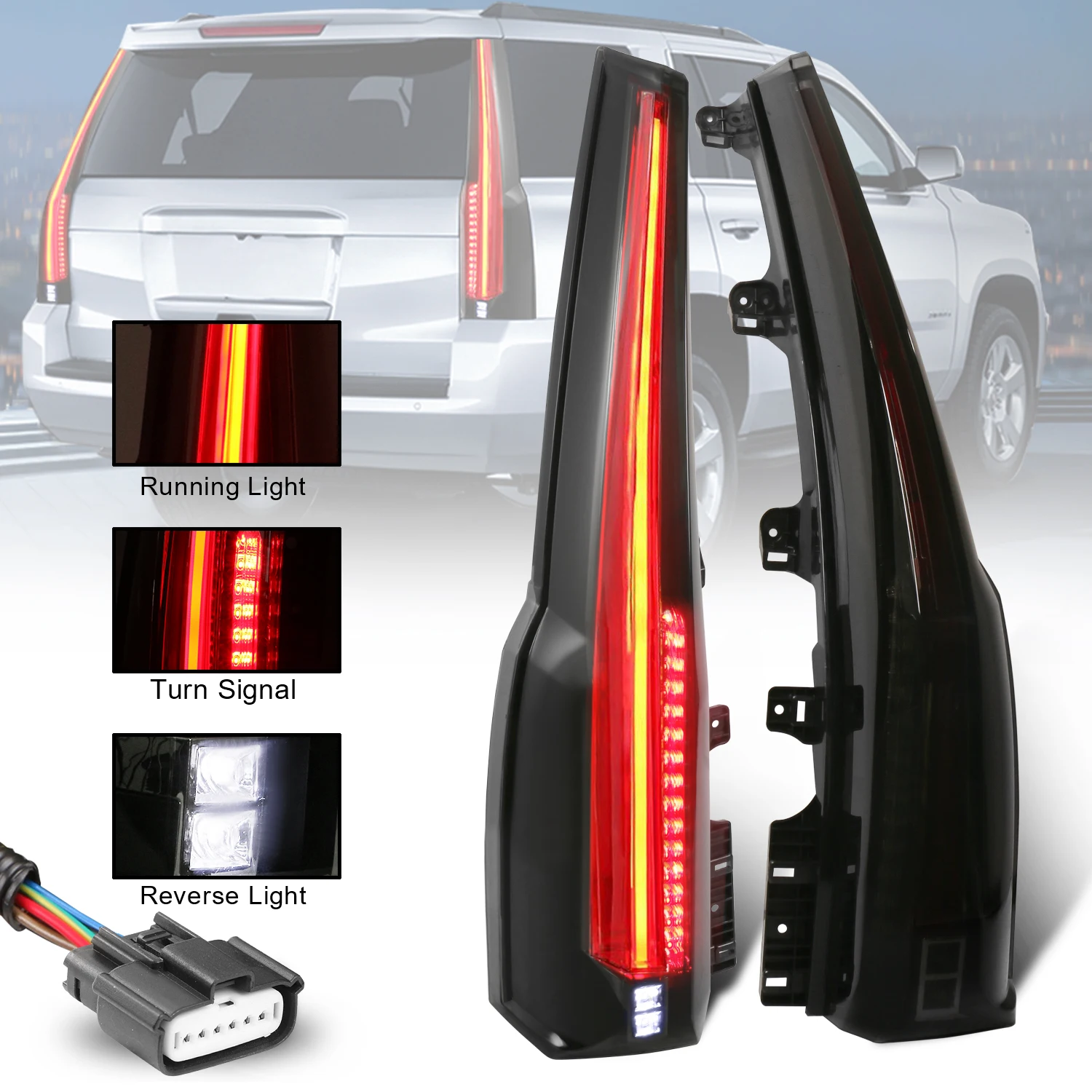 

Smoked LED Tail Lights Rear Lamps For 2015-2020 Chevrolet Chevy Tahoe Suburban