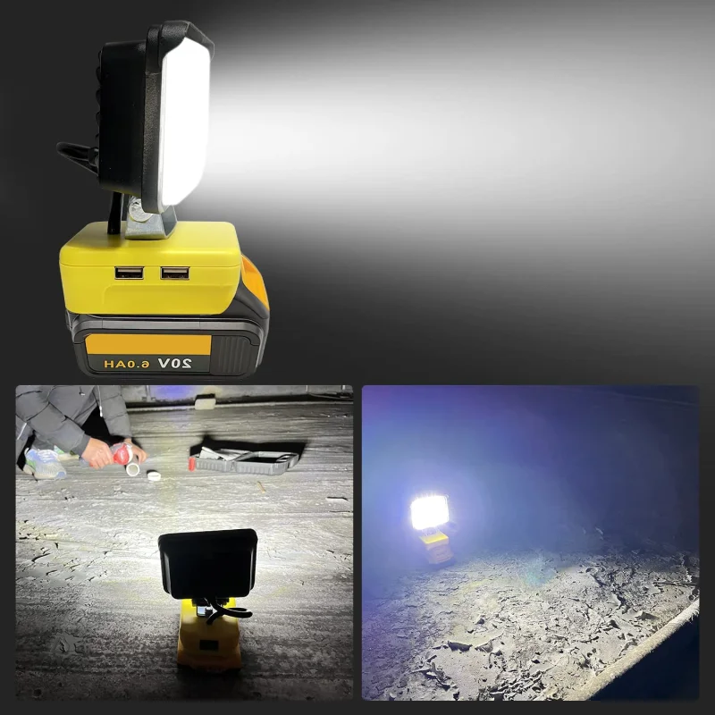 LED Work Light Flashlight 3/4/5/8Inch For Dewalt 18V 20V Lithium Battery Portable Lantern Tool Lamp With USB DCB205 DCB206