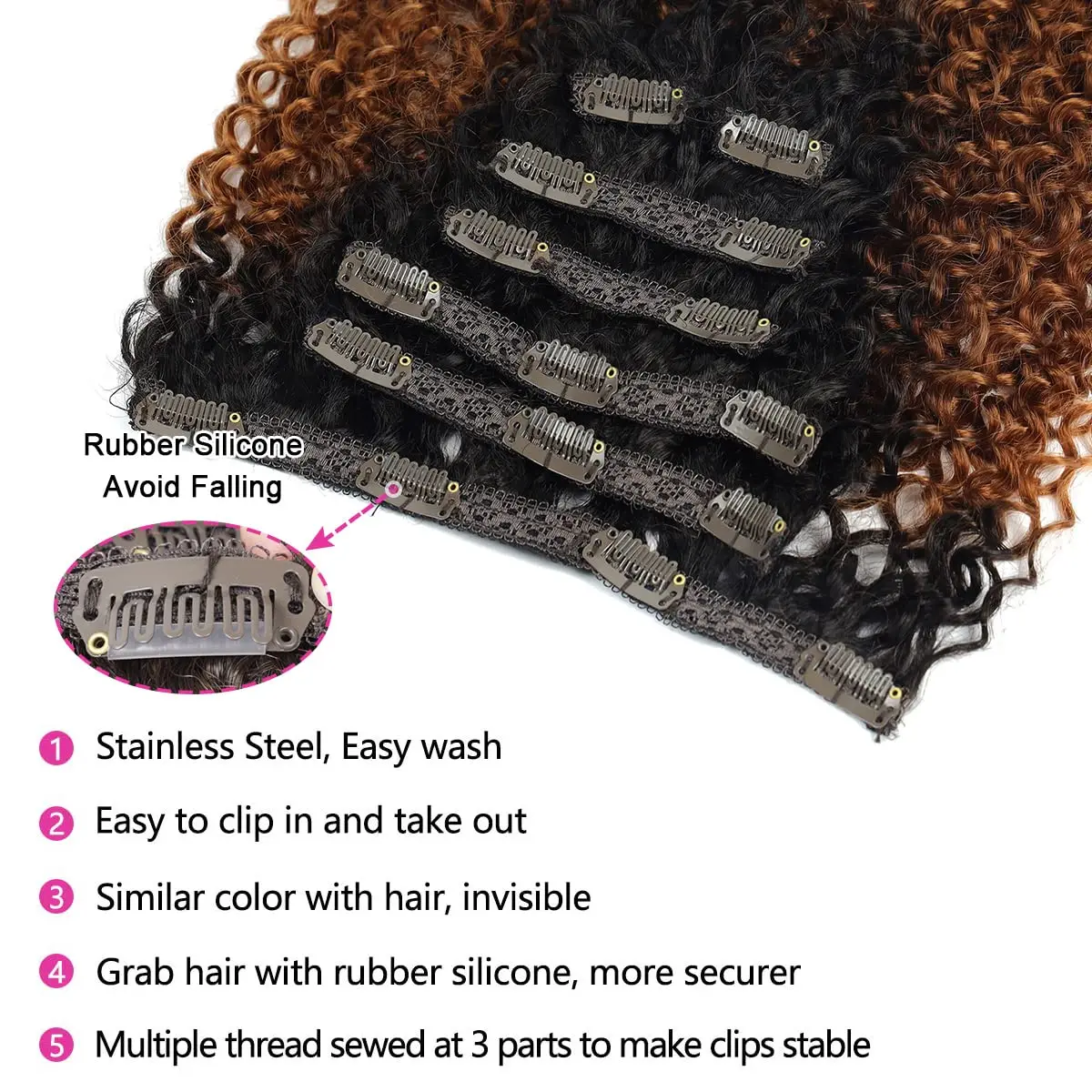 BOL Synthetic Kinky Curly Clip In Hair Extension 7pcs 16 Clips 26inch 140g Double Welf Kinky Curly Synthetic HairPiece For Women