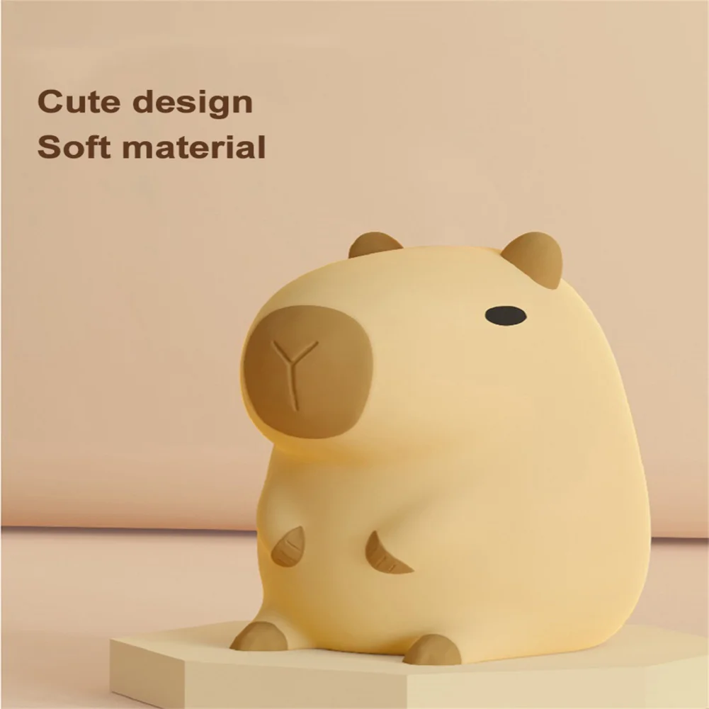 Cute Cartoon Capybara Night Light Silicone Animal Lamp USB Rechargeable Timing Sleeping Nightlight Kids Bedside Decor Lamp Gifts