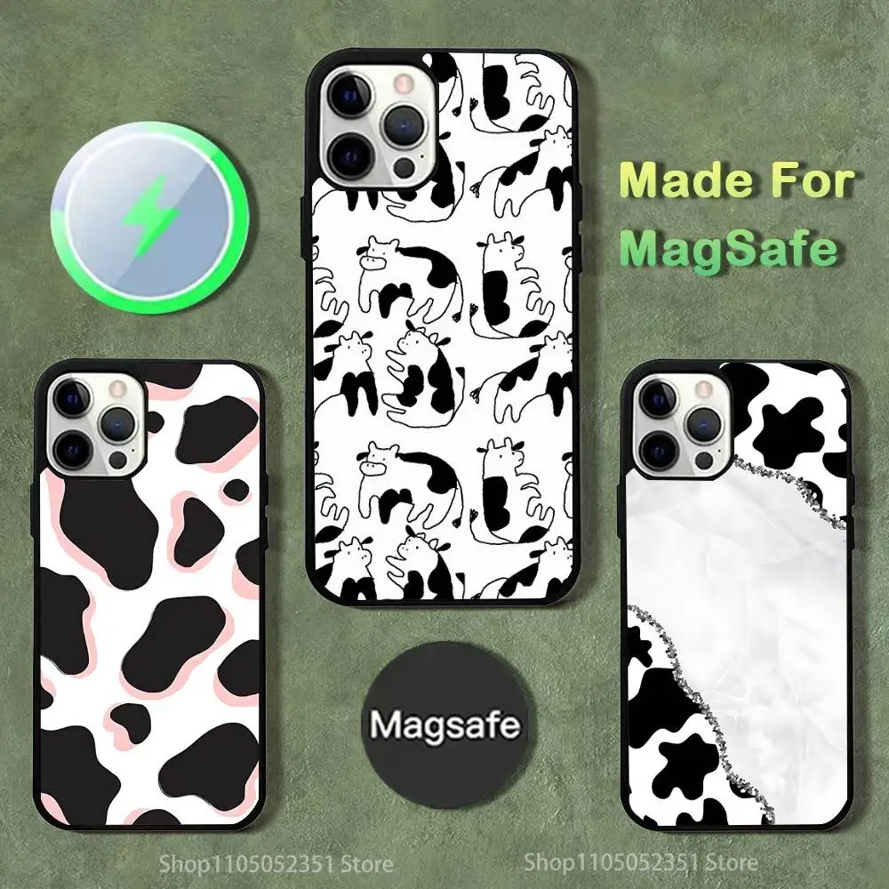 

Black white cow print Phone Case For iPhone 16,15,14,13,12,11,Pro,Max,Plus,Mini,SE4,E Magnetic Magsafe Wireless Charging