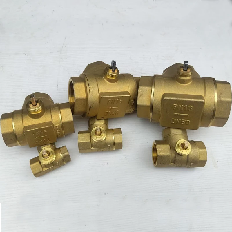 3 way T-Type brass motorized ball valve's body from DN15(1/2