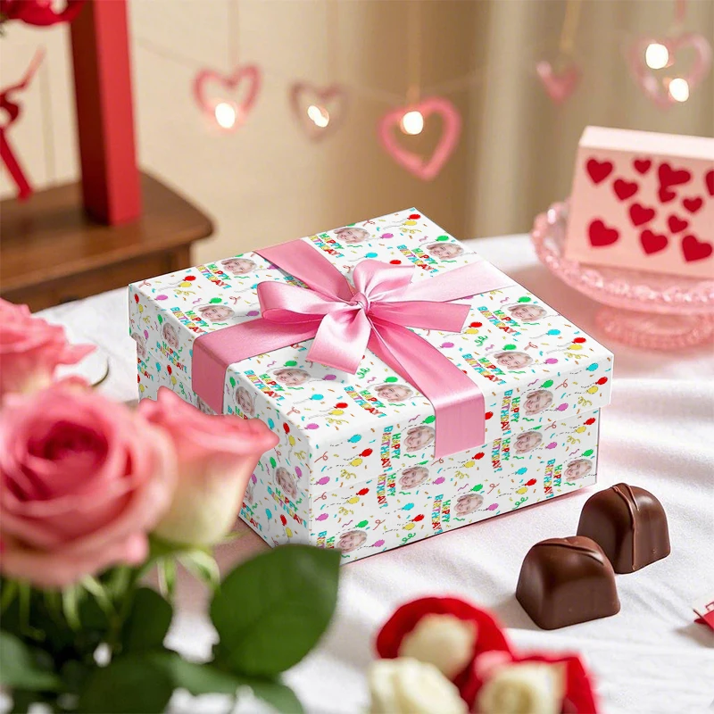 4pcs Happy Birthday Balloons Element Custom Avatar Surprise Gift Box Wrapping Paper Ornament Festival Party Anniversary Supplies