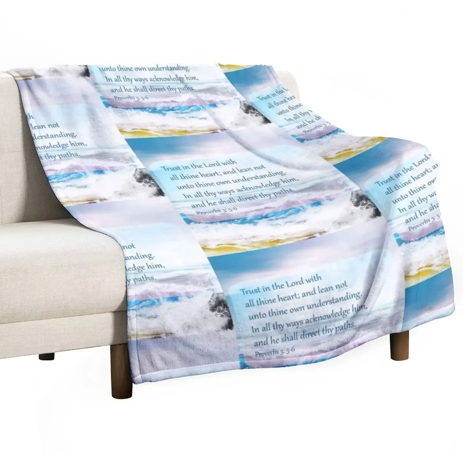 

Proverbs 3:5-6 Scripture on Ocean Background Throw Blanket Soft Plaid For Baby Winter beds sofa bed Blankets