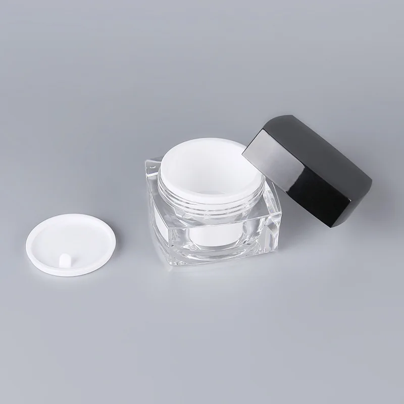 30G acrylic square shape plastic jar tin pot bottle for  eye serum/day night cream/mask essence/moisturizer/gel cosmetic packing