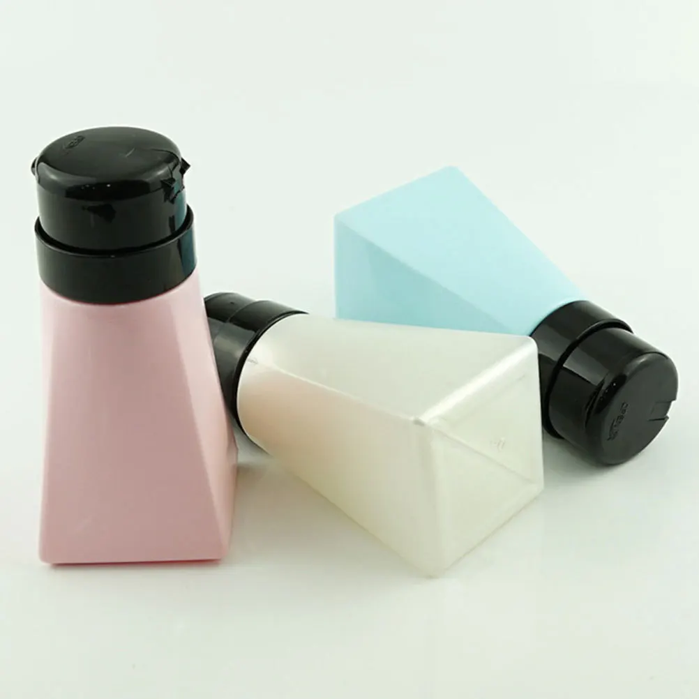 2 قطعة 200 مللي زجاجات مضخة بدون هواء مانعة للتسرب لمزيل طلاء الأظافر موزعات فارغة واضحة تخزين السائل الصغيرة مع