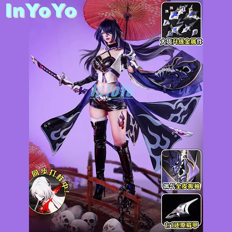 InYoYo Honkai: Star Rail Acheron Cosplay Costume Uniform Dress Game Suit Women Role Play Clothing Halloween Carnival Party Outfi