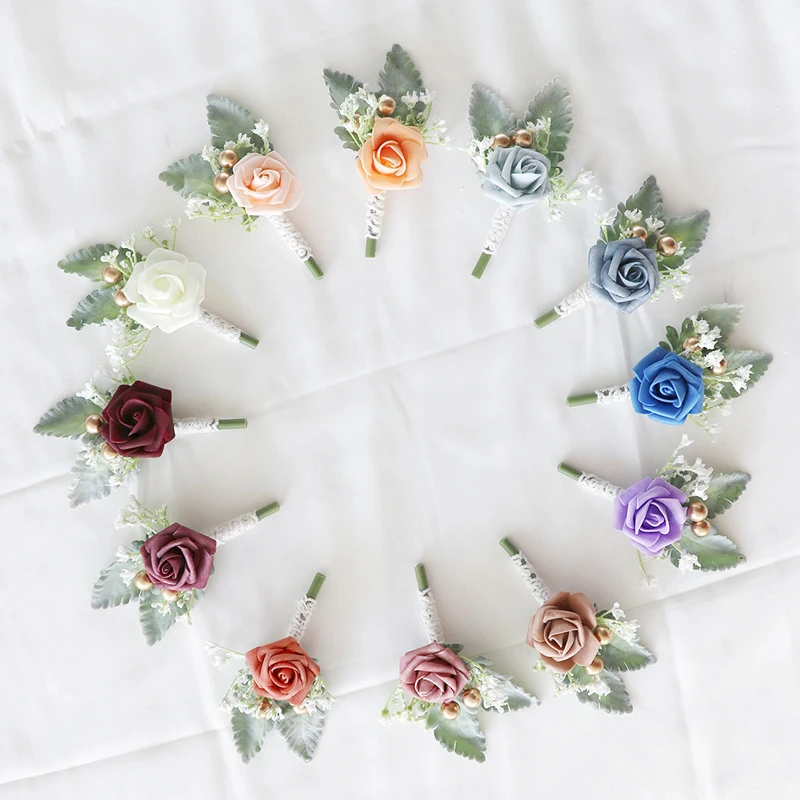 

Wholesale wedding corsage flower satin ribbon corsage gift decoration flower for Wedding Party Prom Accessory