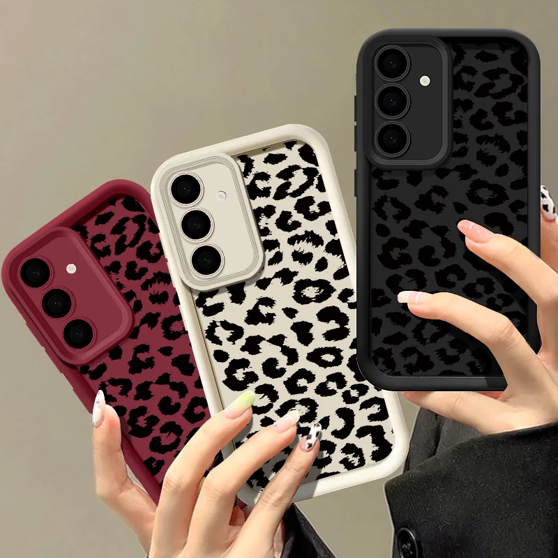Leopardenmuster Silikonhülle für Samsung Galaxy S26 S25 S23 Ultra S24 FE A57 A56 A55 A16 A17 A18 A37 A15 5G Weiche TPU Handyhülle – Detail 1