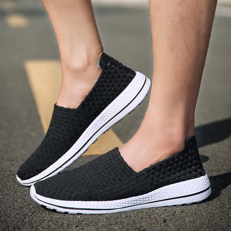 Men Shoes Summer New Breathable Handmade Woven Flats Shoes Shallow Loafers Outdoor Lightweight Casual Sneakers Zapatillas Hombre