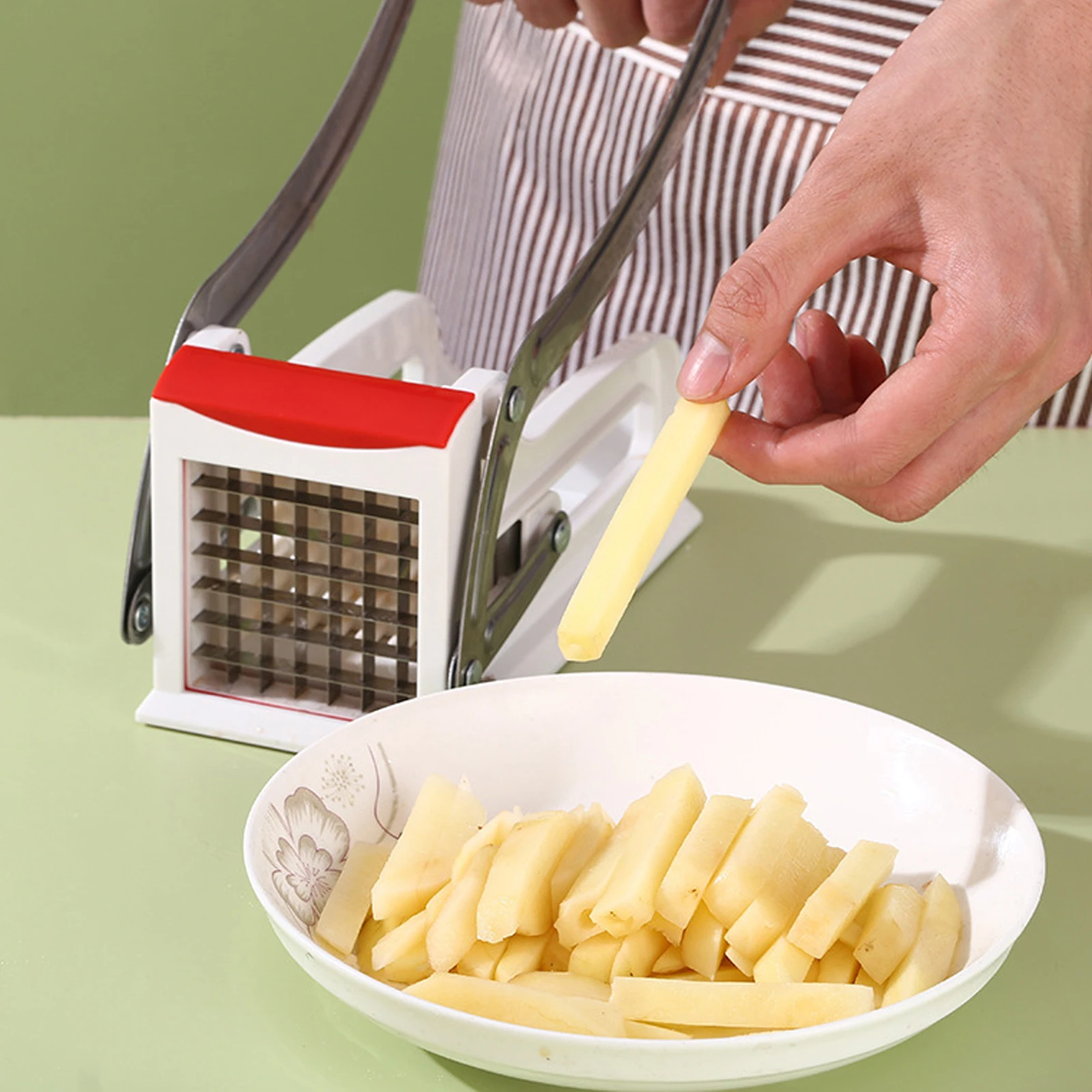 Francês fritar cortador veggie dicer aço inoxidável cortador de batata slicer inclui 2 lâmina tamanho cortador