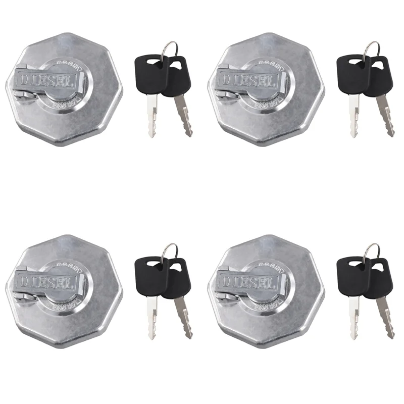 

4X Car Fuel Cap With Key For ISUZU ELF NPR NQR 4HK1 8-98146010-0 8-98088982-0 Silver