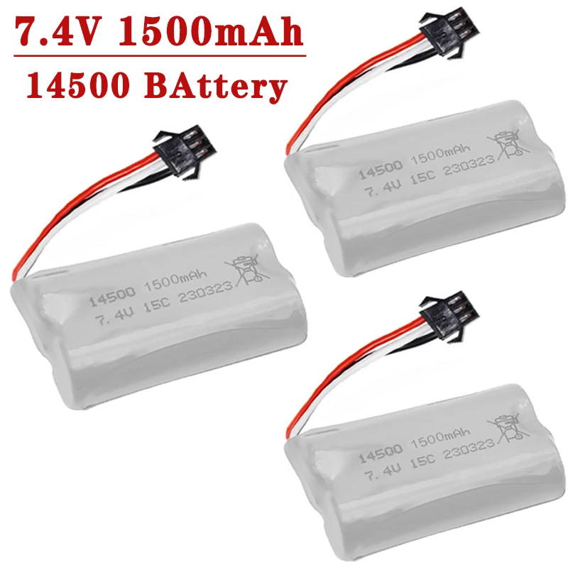 14500 7.4V akumulator do zabawki elektryczne wody pistolet pociskowy części zamiennych 7.4V 1500mah akumulator litowo-jonowy i ładowarka USB do