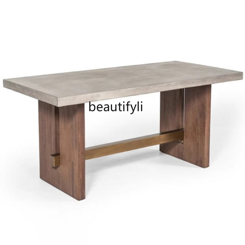 

Qiji Style Solid Wood Creative Dining Table Small Apartment Distressed Long Table Simple Retro Affordable Luxury Long Table