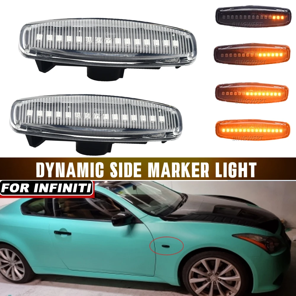 2Pcs Dynamic Side Marker Turn Signal Light for Infiniti EX25 EX35 EX37 FX35 FX37 FX50 for Nissan Fuga Murano Pathfinder Skyline