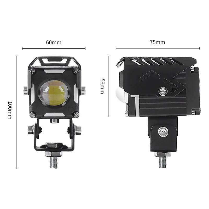 LED Spotlight Auxiliary Motorcycle Headlight Driving Fog Light Square Small Cannon Colorful Flashing Universal for Cross-Border