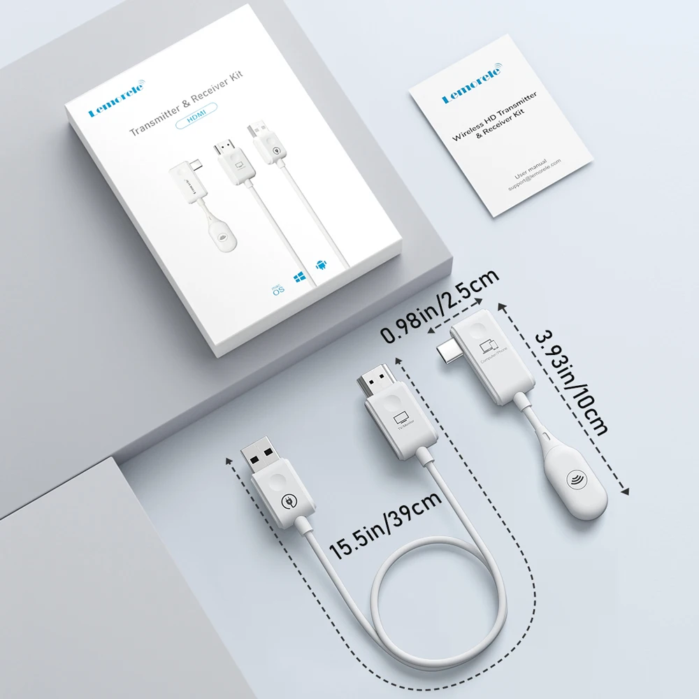 Lemorele USB HDMI Wireless Transmitter Receiver Extender Kit 164FT/30M Wireless Display Dongle for TV Camera Streaming Projector