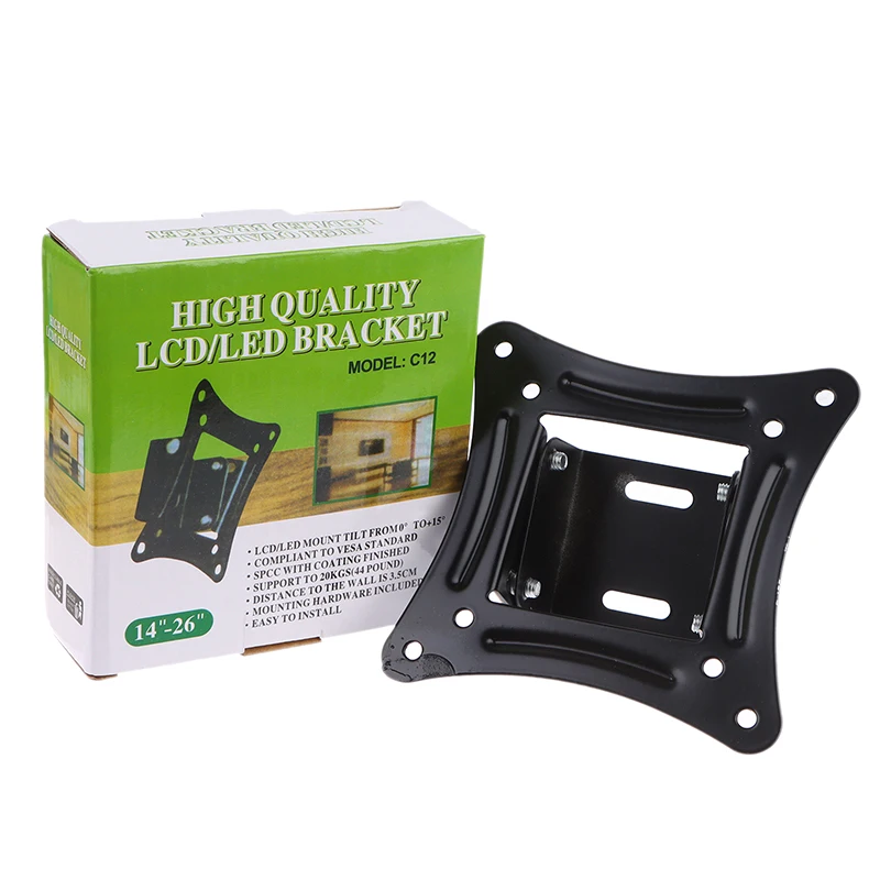 Fotografia 4: Suporte de Parede para TV de 14-27 Polegadas, Montagem Fixa para Monitor LCD LED, Suporte para TV de Painel Plano com Ângulo de Inclinação de 15 Graus com Parafuso