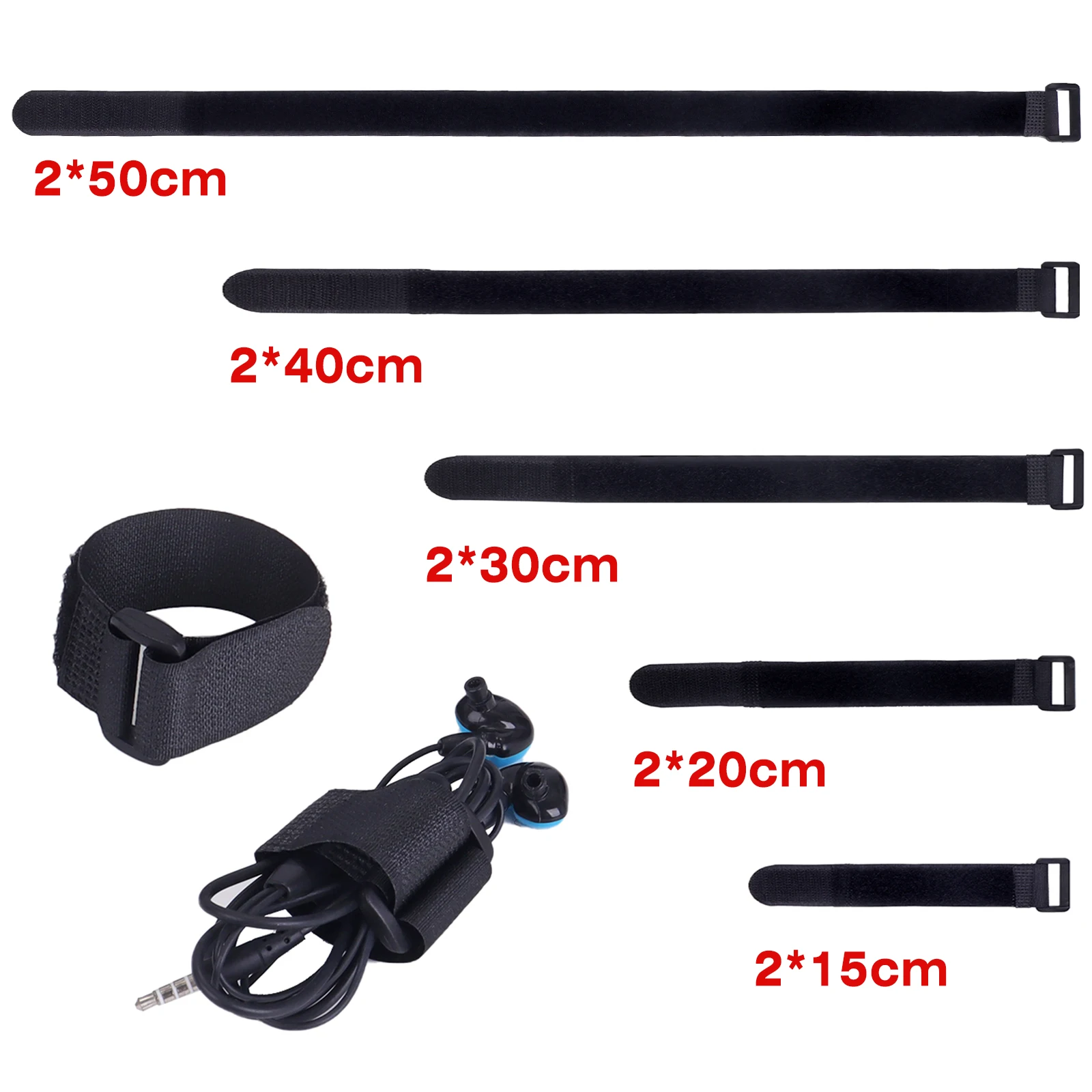 10Pcs Color Reusable Hook Loop Nylon Reverse Straps Fastening Tape Self Adhesive Cable Wire Cord Ties Wrap Bundle Organizer