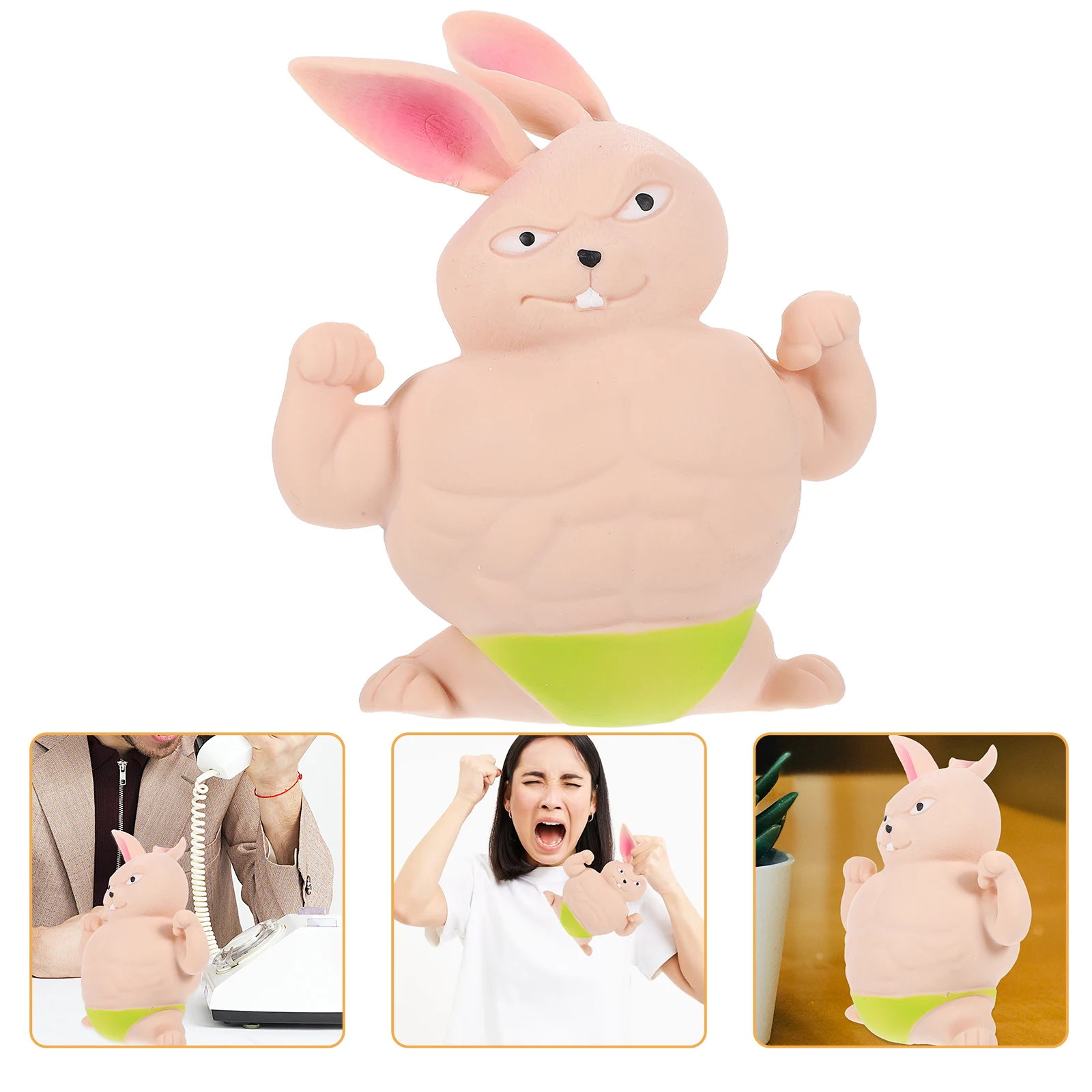 Jouet à presser lapin musculaire, ornements de bureau verts, jouets anti-Stress, jeu de compression d'animaux de dessin animé, petit jouet