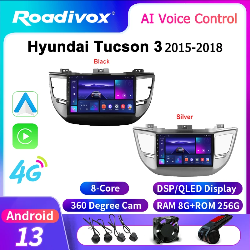 roadivox Android car radio for Hyundai Tucson 3 2015 2018 GPS Navigation video Multimedia Player tape recorder  carplay
