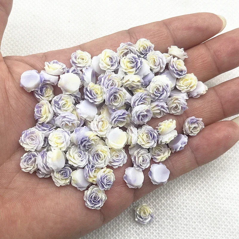 30 pièces de fleurs de rose en résine scintillante de haute qualité de 13 mm pour la fabrication de bijoux, accessoires pour ongles 3D, art des ongles fait main DIY