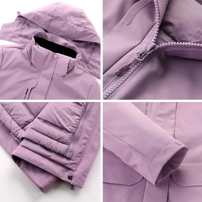 Winter Women Keep Warm Down Jackets Waterproof Windproof Snowboarding and Snow Pants Skiing Costumes Overalls Female Down Coat