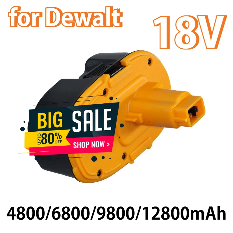 18V 8.0Ah Ni-MH Power Tool Battery Compatible for Dewalt DC9096 DE9095 DW9098 DE9503 Drill Replacement