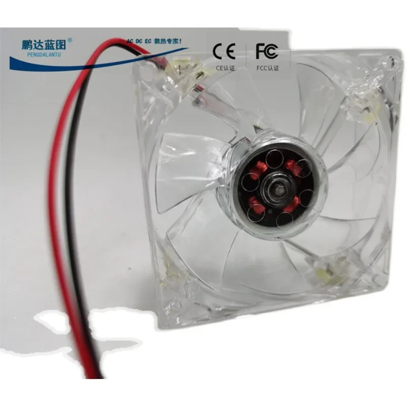 New Mute Pengda Blueprint 8025 Luminous Led Double Ball Power Computer Case 12V 8cm Cooling Fan80*80*25MM