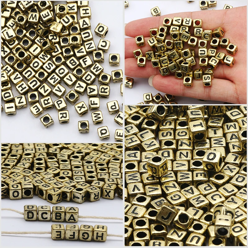 100-500pcs 6mm Mixed Letter Acrylic Beads Russian Alphabet Square Number Beads Charm For Making Jewelry Diy Bracelet Accessories