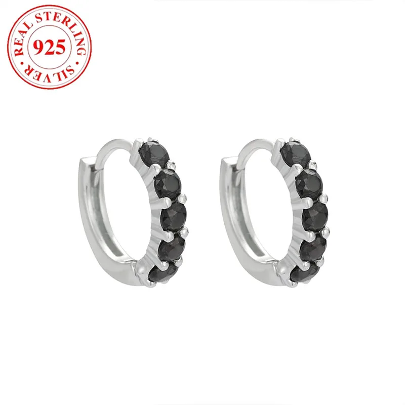 

925 Sterling Silver Black Row Diamonds Women's Earrings Hypoallergenic Suitable for Women's Holiday Gifts