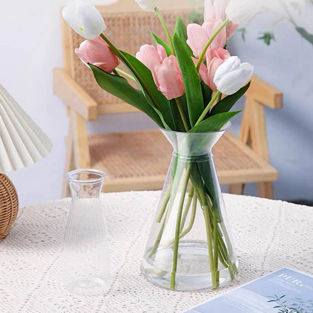 Nordic Transparent Plastic Vase Flower Arrangement Container Creative Hydroponic Plant Vases Home Desk Decor Clear Flower Vase