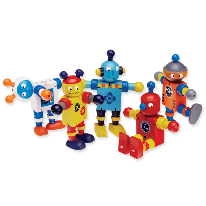 Trasformazione in legno per bambini blocchi elastici per Robot regali creativi per bambini giocattoli educativi fatti a mano per l'apprendimento dei bambini