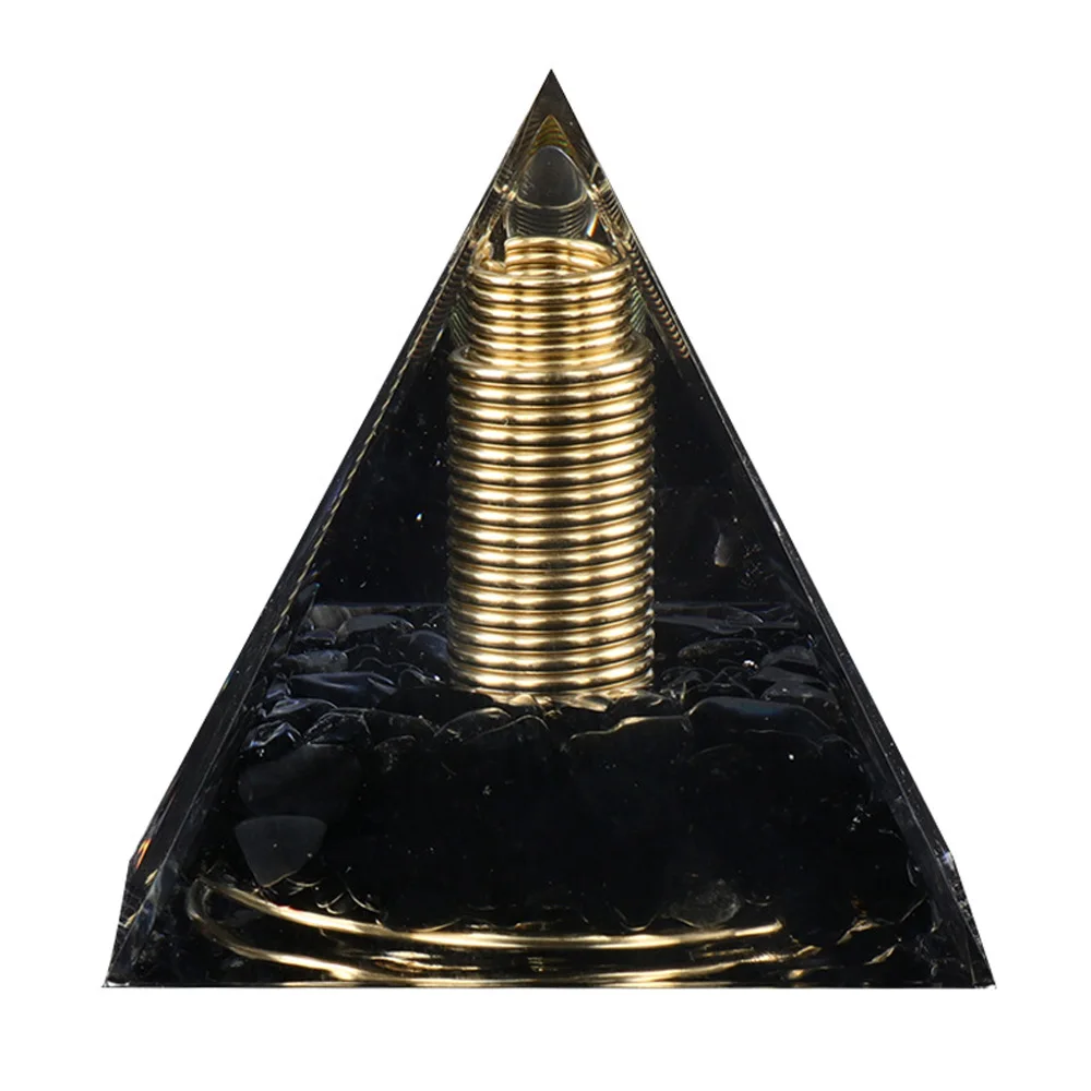 Orgonite Pyramid Natural Crystal Obsidian Amethyst Resin Crafts Creative Ornament Yoga Meditation