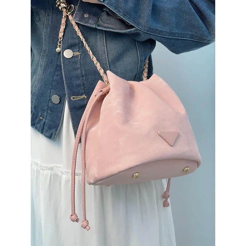 Drawstring Single-Shoulder Bag, Crossbody Bucket Bag, Simple Commuting Bag, Can Hold Daily Necessities Such as Mobile Phones